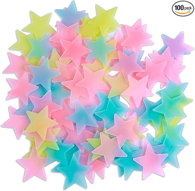 AM AMAONM 100 Pcs Colorful Glow in The Dark Luminous Stars Fluorescent Noctilucent Plastic Wall S... | Amazon (US)