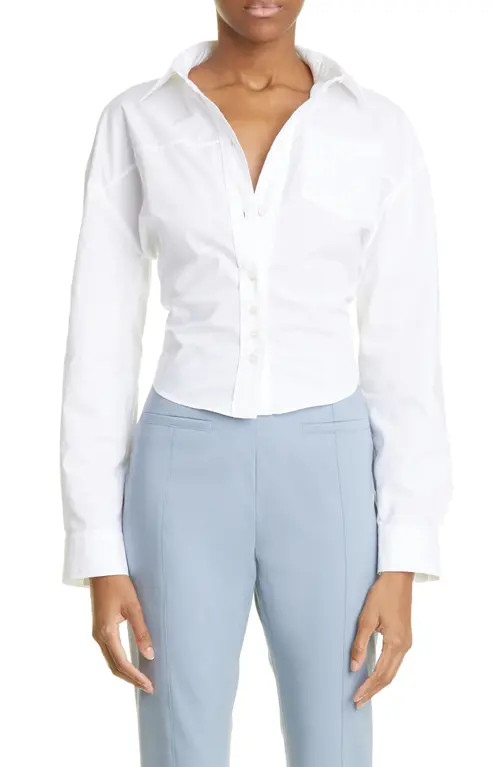 Jacquemus La Chemise Shrunken Fit Cotton Shirt in White at Nordstrom, Size 4 Us | Nordstrom
