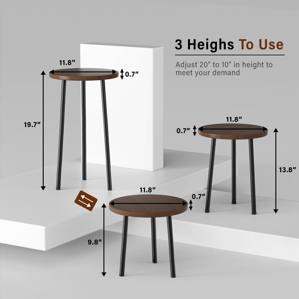 2 Pack Plant Stand, Tall Metal Wood Shelf Holder for Indoor, Small Round Side End Table Beside So... | Amazon (US)