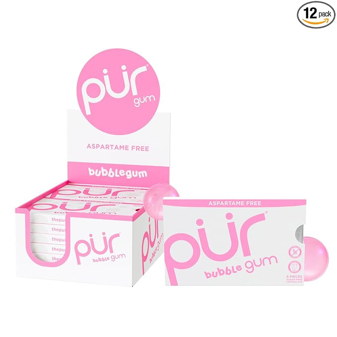 PUR Gum | Aspartame Free Chewing Gum | 100% Xylitol | Natural Bubblegum Flavored Gum, 9 Pieces (P... | Amazon (US)