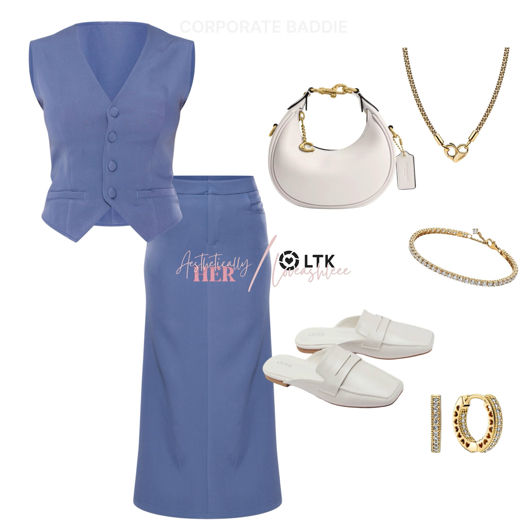 Vest - Pretty Little Thing
Skirt - Pretty Little Thing 
Shoes - Cider 
Bag - Coach 
Jewelry- Pandora 
#corporatebaddie #workoutfits #worklooks #workattire #bluedress #whitebag #gold

#LTKFindsUnder50 #LTKSaleAlert #LTKWorkwear