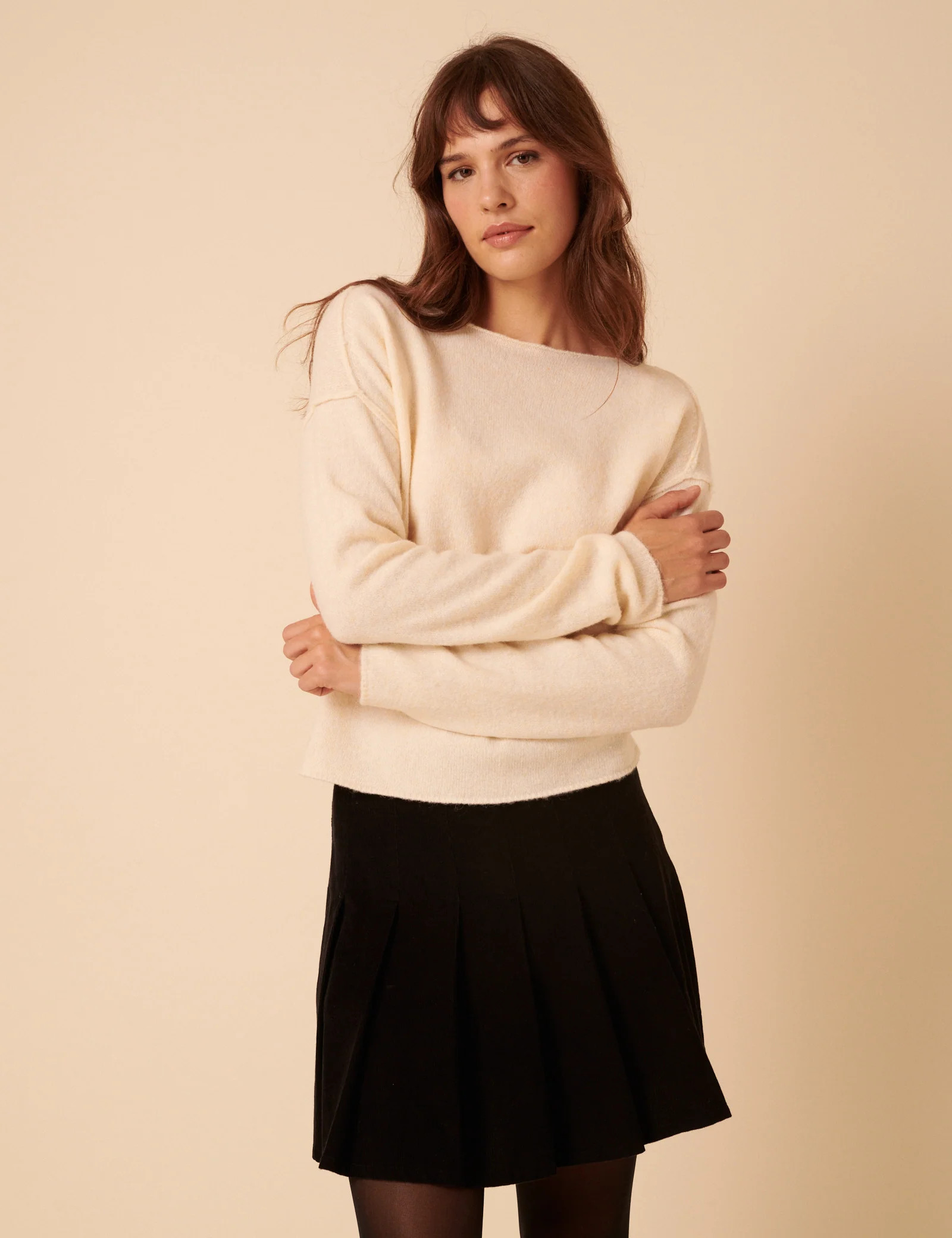 White Slash Neck Knitted Jumper | Nobody's Child