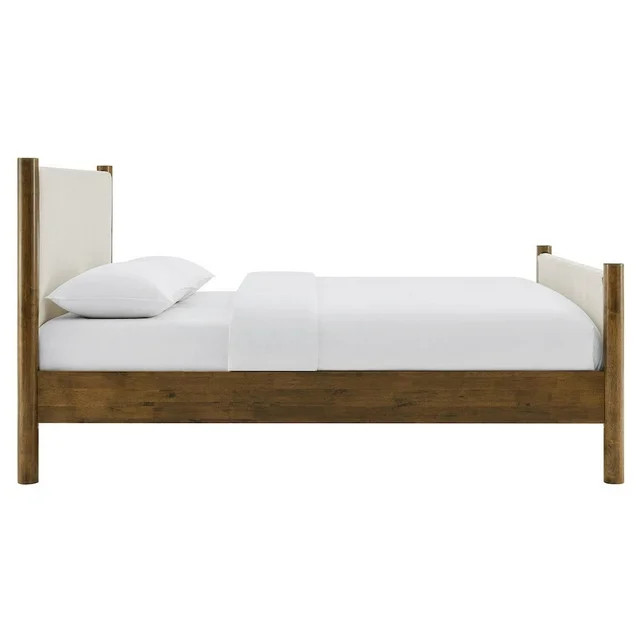 Modway Maven Queen Size Fabric Upholstered Platform Bed in Ivory Walnut | Walmart (US)