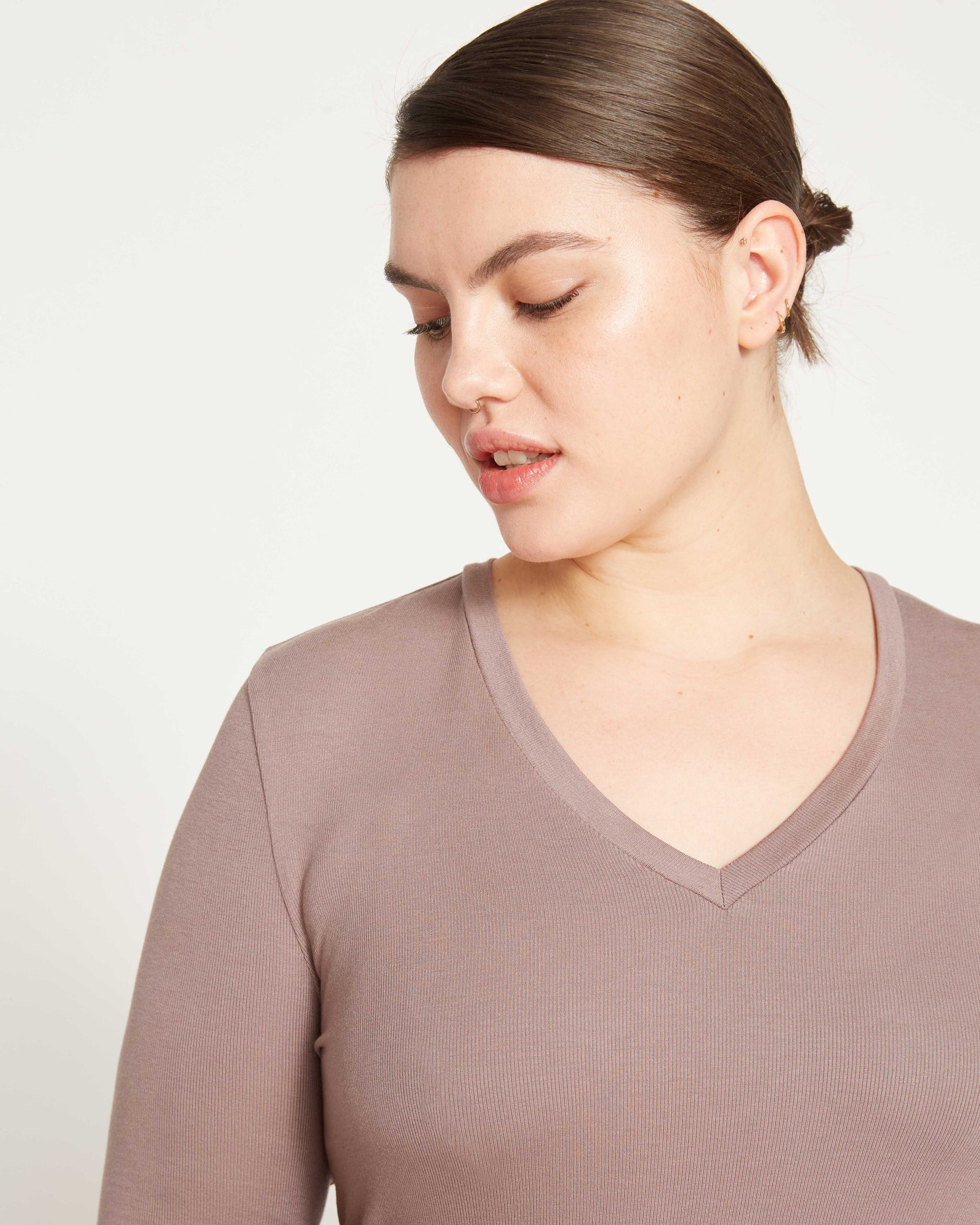 Foundation Long Sleeve V-Neck Tee - Nutmeg | Universal Standard