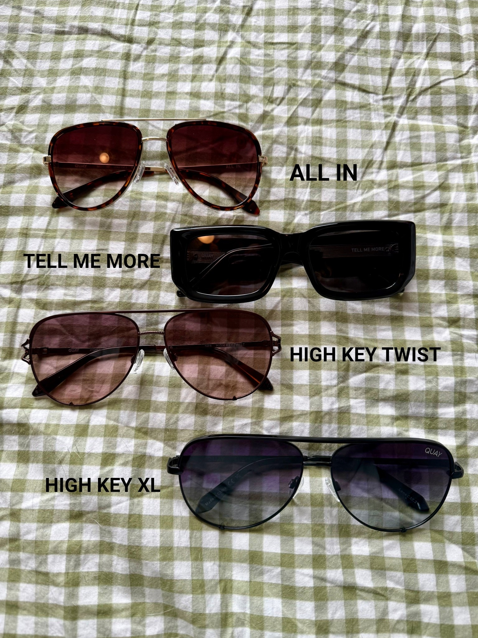 Quay Sunglass Haul😎
🕶️ All In
🕶️ Tell Me More
🕶️ High Key Twist
🕶️ High Key XL


#LTKSummerEdit #LTKActive #LTKTravel