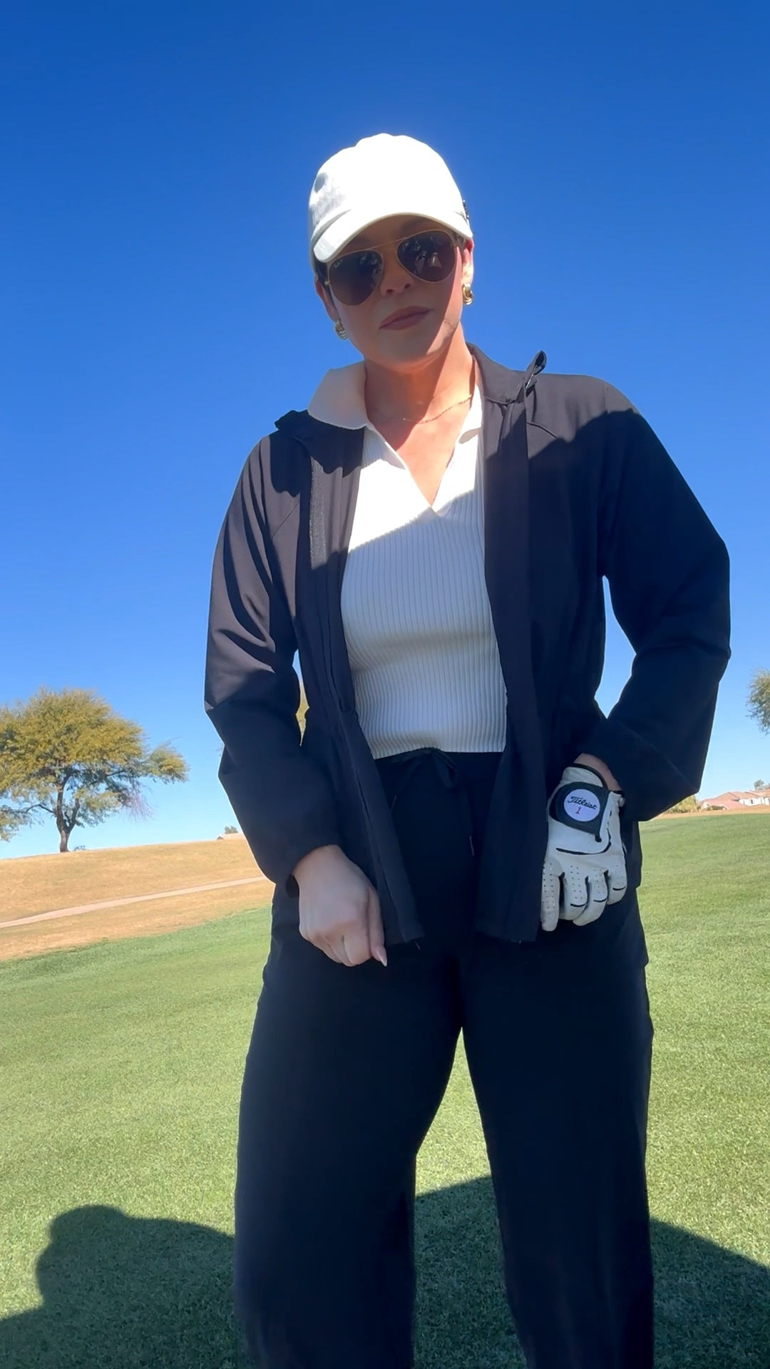 Picked up this cute windbreaker and joggers from @Target. They were perfect  today while playing golf! Top is old, it’s a sleeveless ribbed sweater from Old Navy.

#LTKOver40 #LTKActive
