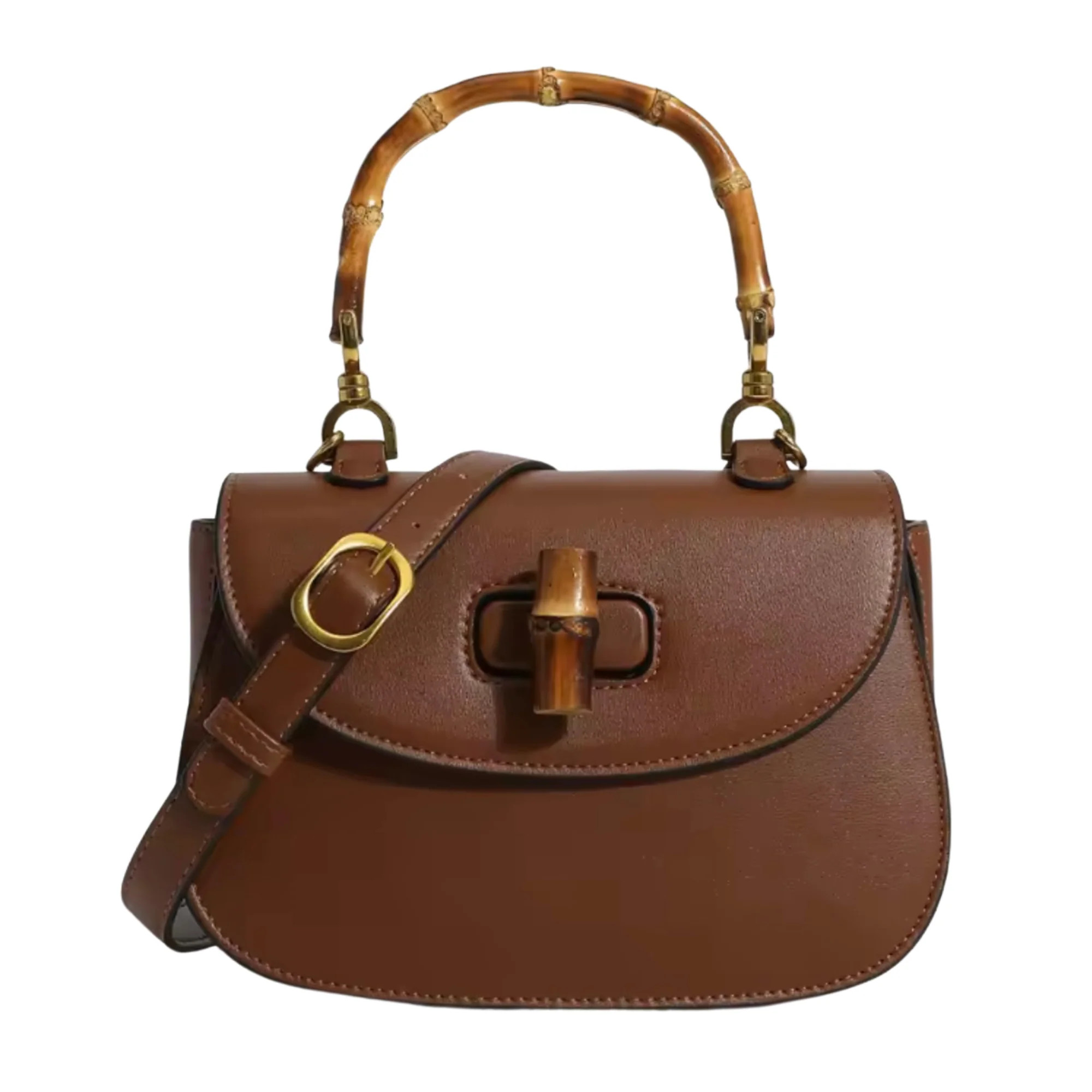 Harper Coffee Bamboo Handle Crossbody/Clutch | Sea Marie Designs