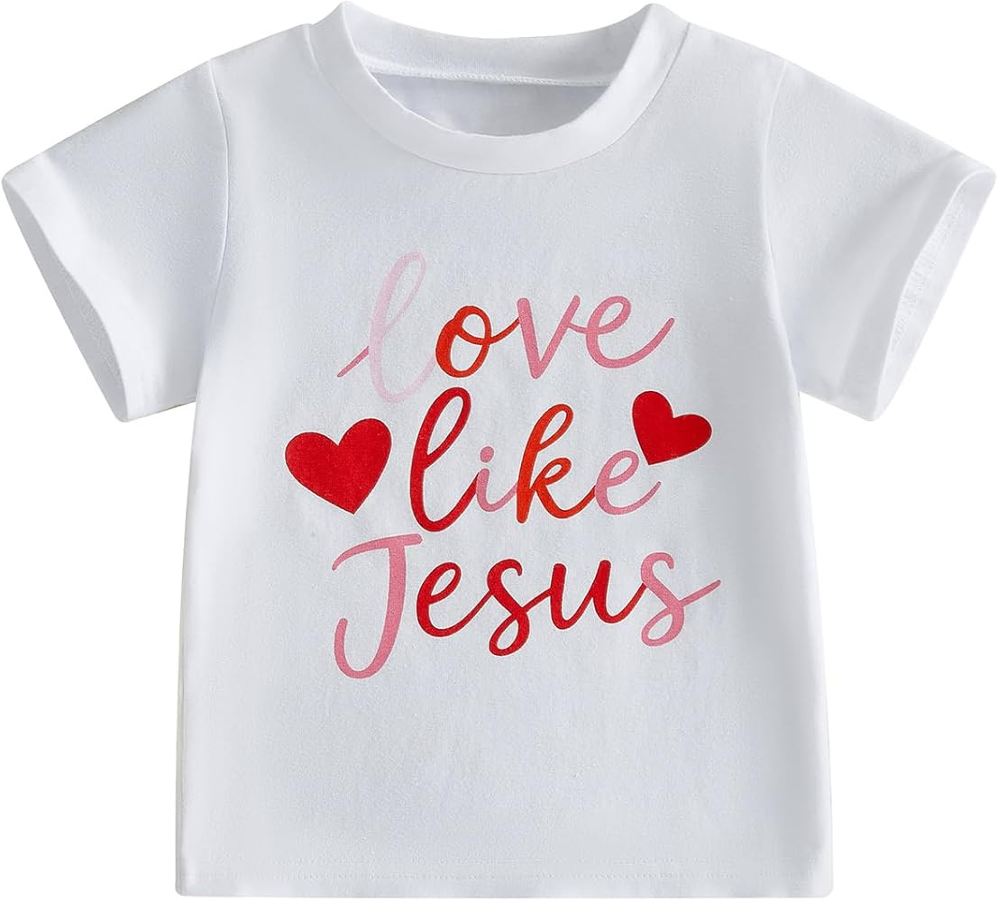 Kid Love Like Jesus Shirts for Boys Girls Summer Tops Short Sleeve Letter Heart Tee Valentines Ou... | Amazon (US)