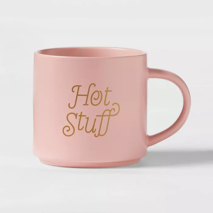 16oz Stoneware Hot Stuff Stacking Mug Pink - Threshold™ | Target