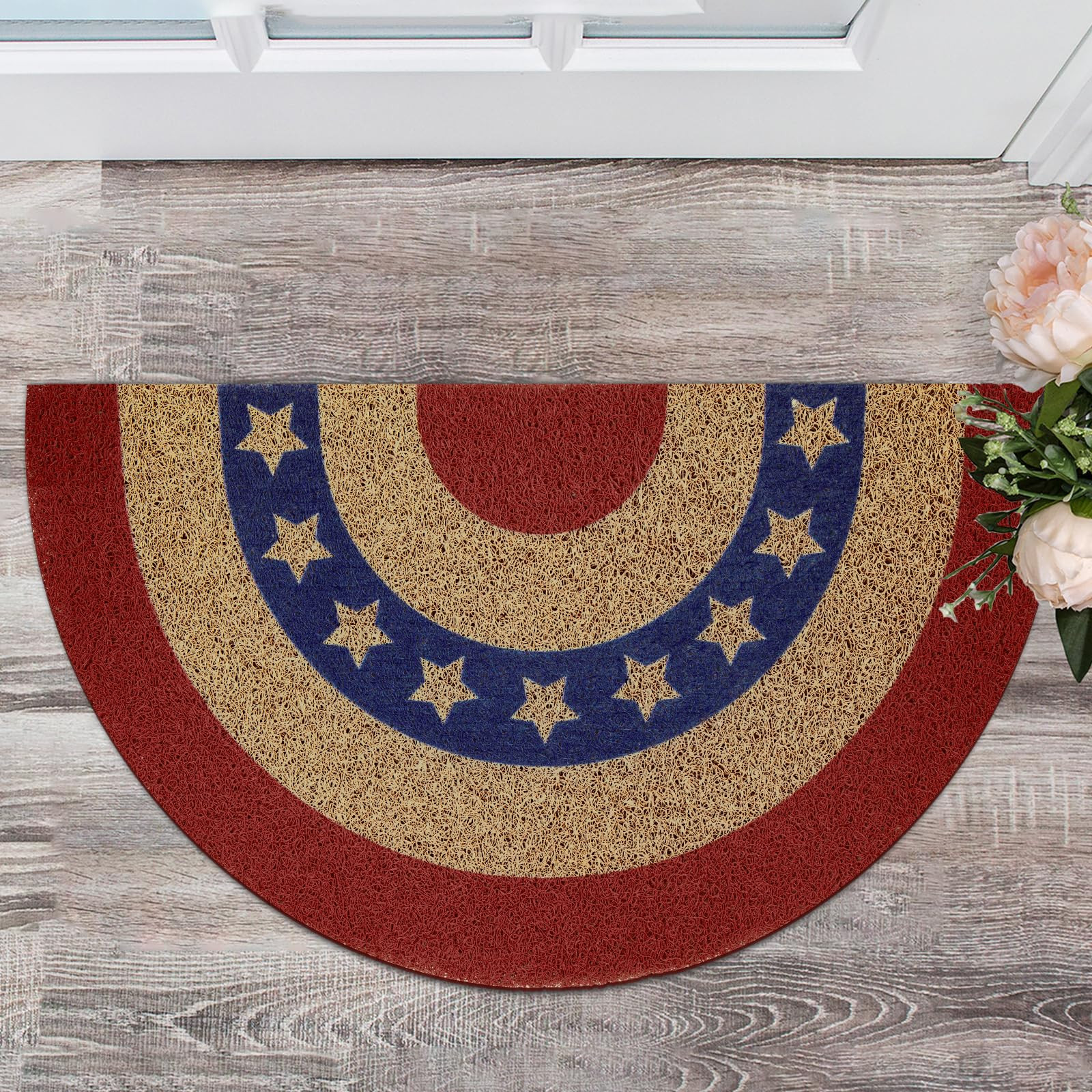 Ceenna Patriotic Half Round Doormat 4th of July Coir Door Mat Indoor Outdoor Patriotic Star Doorm... | Amazon (US)