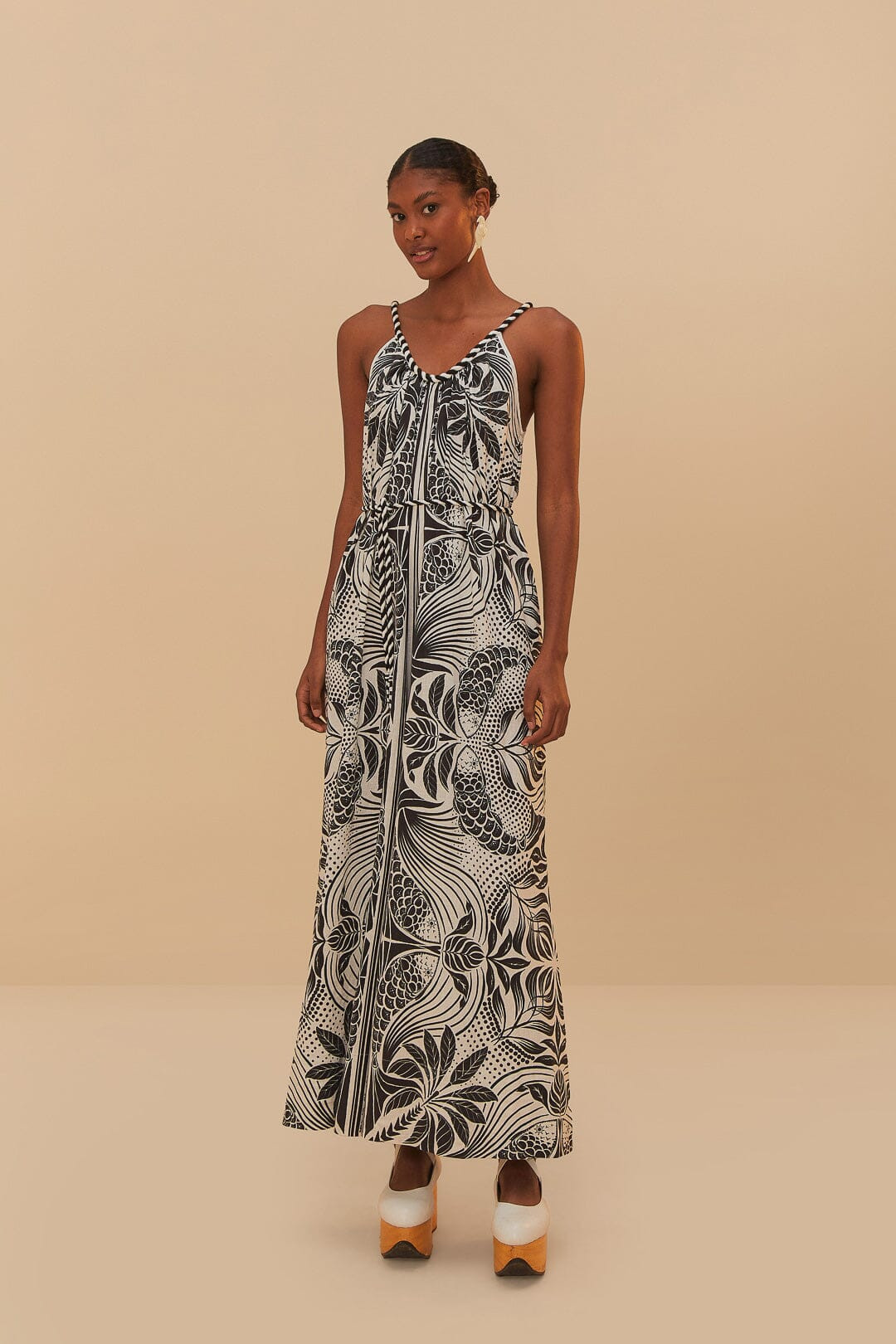 off-white monochrome elegance scarf lenzing™ ecovero™ euroflax™ jumpsuit | FarmRio (US)