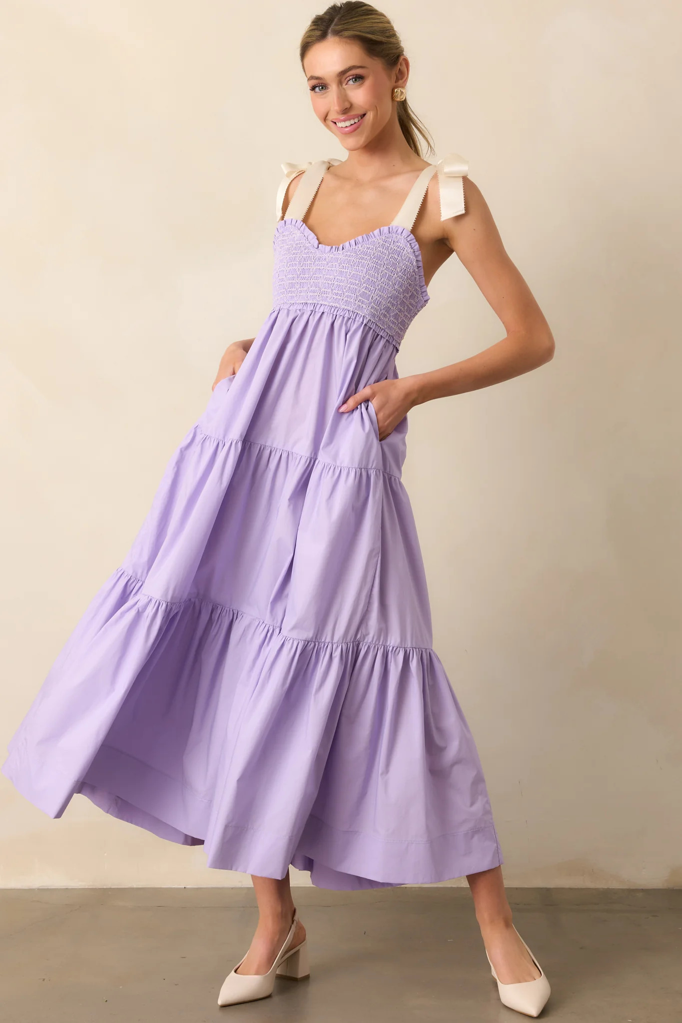 The Felicity Lavender Cotton Midi Dress | Red Dress