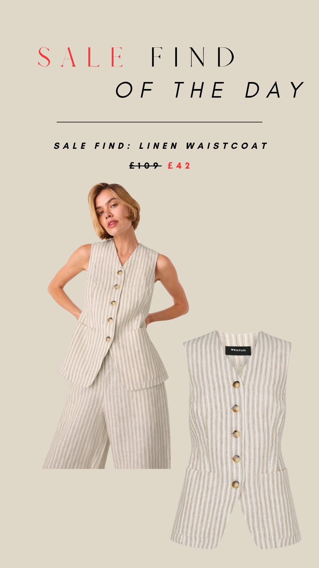 Sale find of the day: linen waistcoat - 60% off and available in petite too!

#LTKuk #LTKsummer #LTKsale