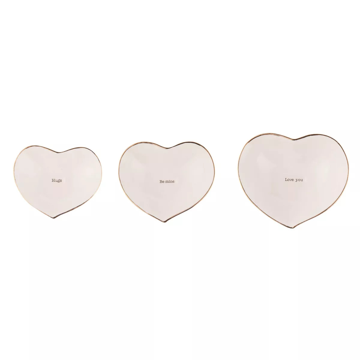 Transpac Dolomite 5.75 in. Off-White Valentines Day Heart Trinket Dish Set of 3 | Target
