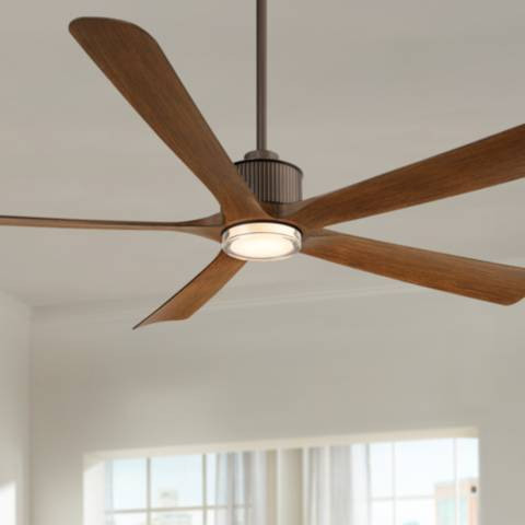 60" Casa Vieja Hex Bronze and Koa LED Ceiling Fan with Remote | Lamps Plus