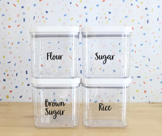 Custom Farmhouse Hand lettered OXO Pantry Labels Kitchen Organization Personalized Food Storage L... | Etsy (US)