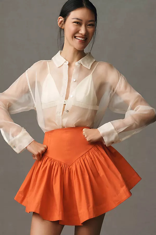 Basque-Waist Flirty Mini Skirt | Anthropologie (US)