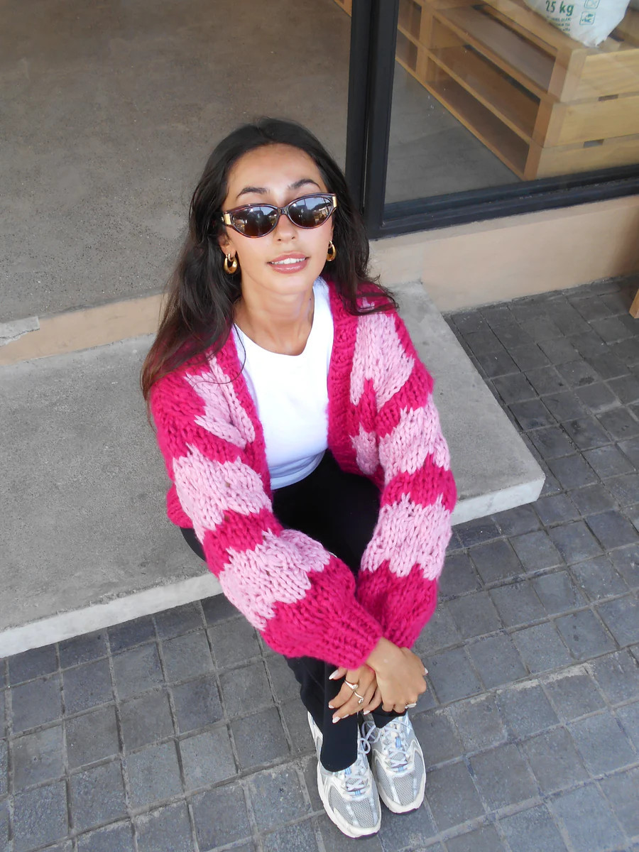 Hugs and Kisses Cardigan Double Pinks | Kiwi and Co