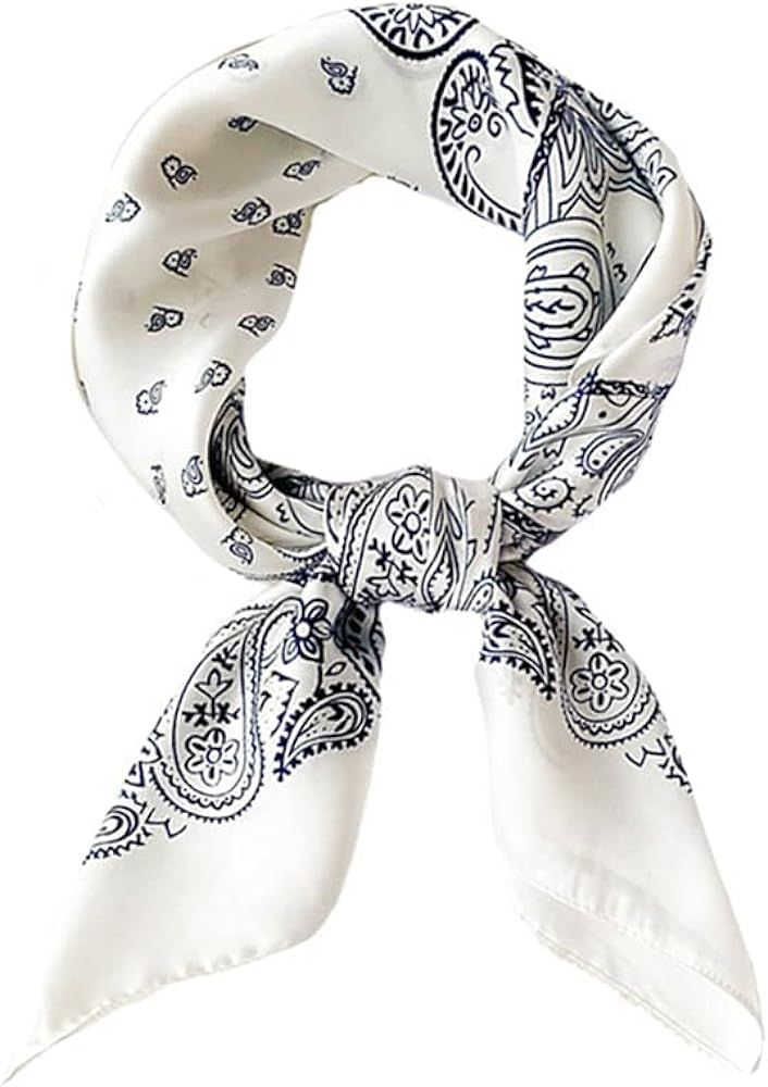 JERLA Silk Feeling Scarf Medium Square Satin Head Scarf hair scarf for Women 27.5 × 27.5 inches | Amazon (US)