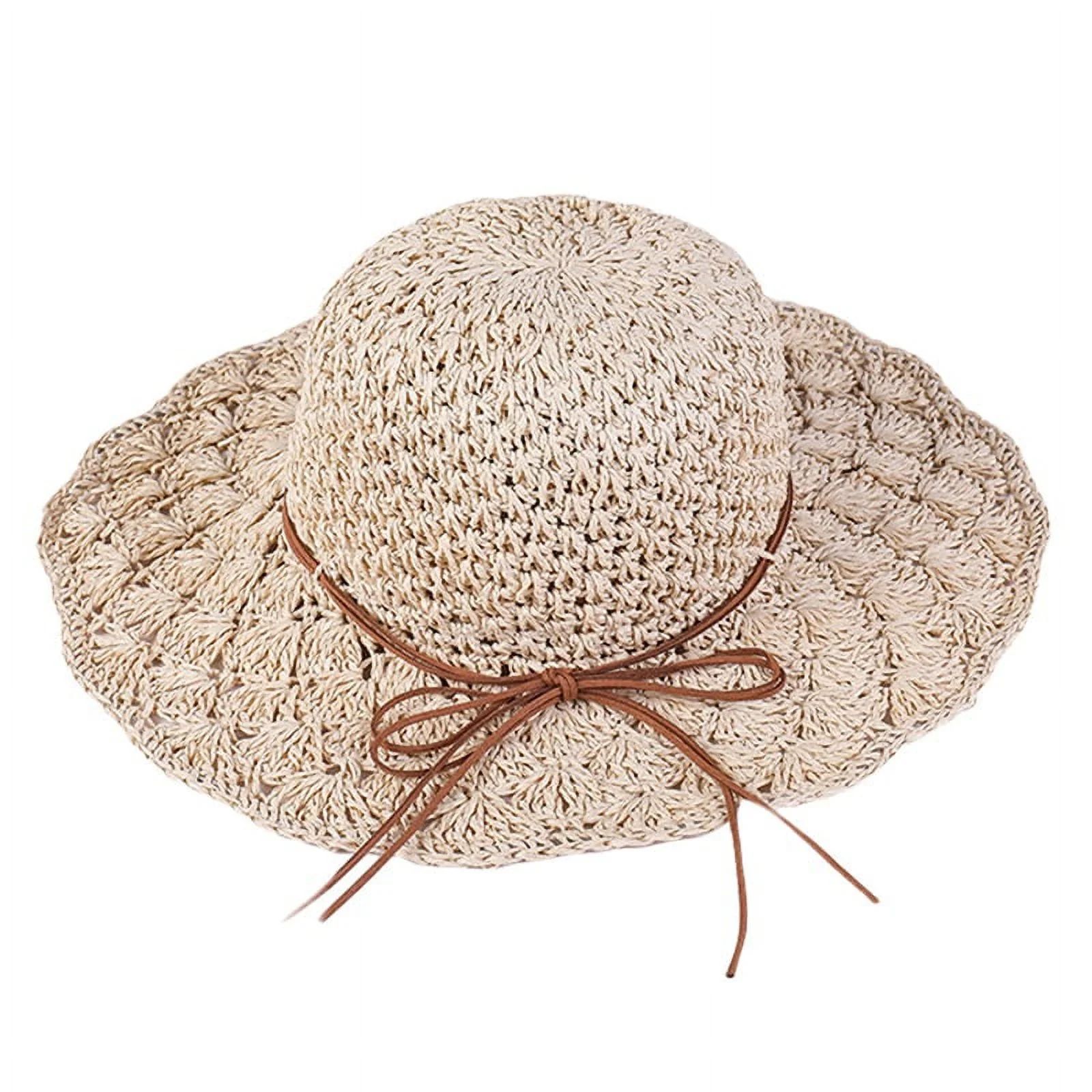 TELOLY Sun Hats for Women Summer Wide Brim UV UPF 50+ Panama Fedora Foldable Packable Straw Beach... | Walmart (US)