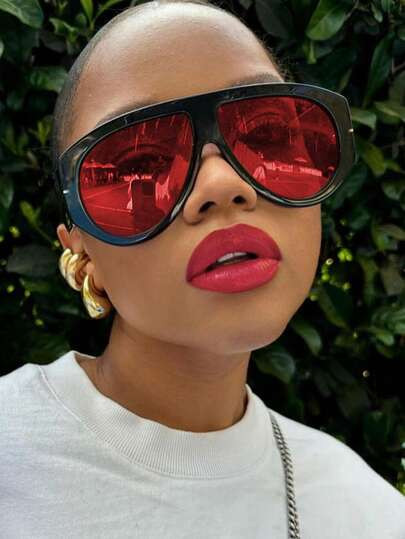 1pc Oversized Sports Fashion Glasses, Personalized Street Style Fashion Eyewear, Casual & Versatile Basics Fall Winter Women Outfits Clothes Business Casual Gifts Y2k Y2KFest Music Fest For Summer Beach Vacation, Outdoor, Travel | SHEIN