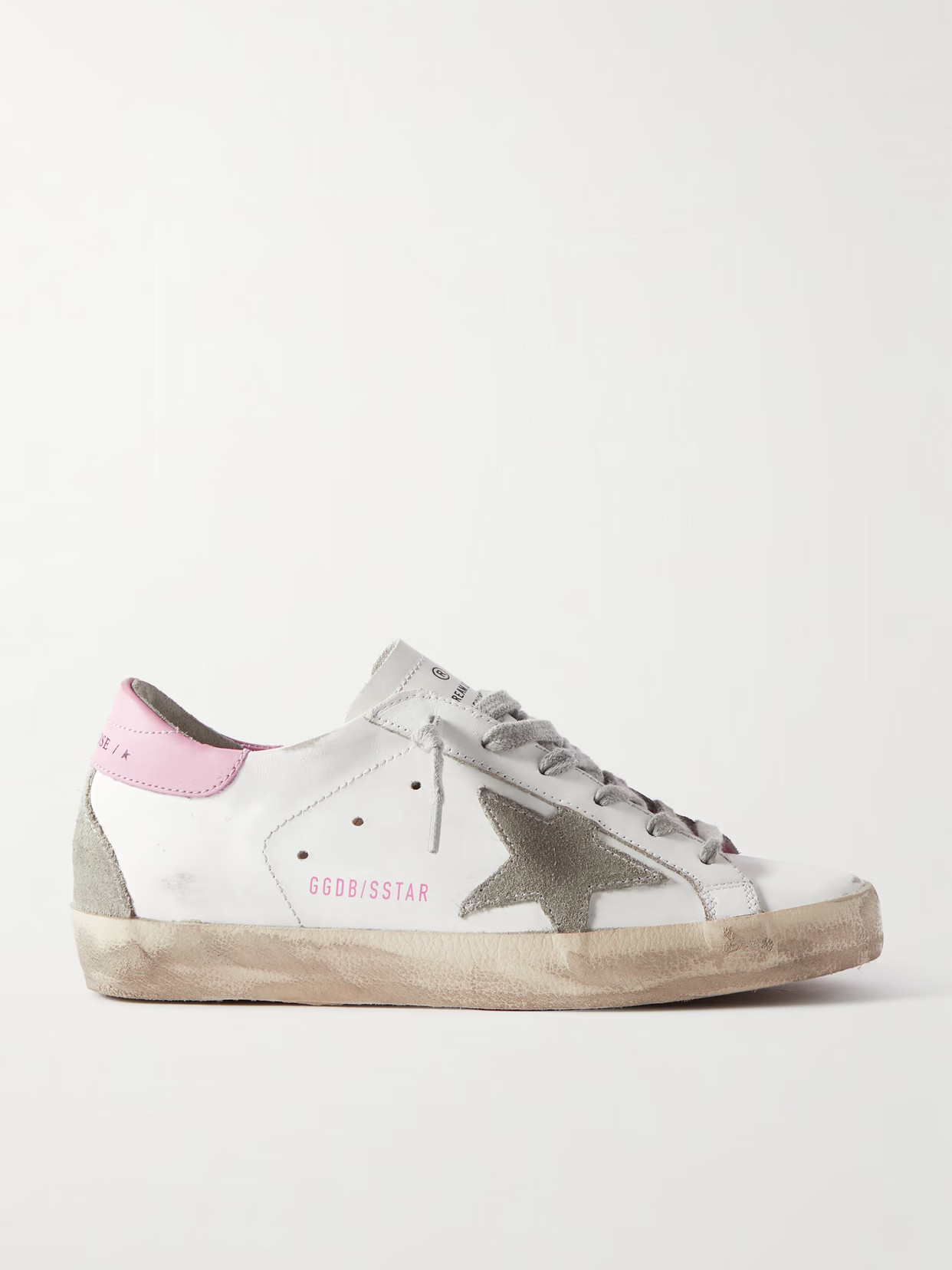 Golden Goose - Superstar Distressed Suede-trimmed Leather Sneakers - White | NET-A-PORTER (US)