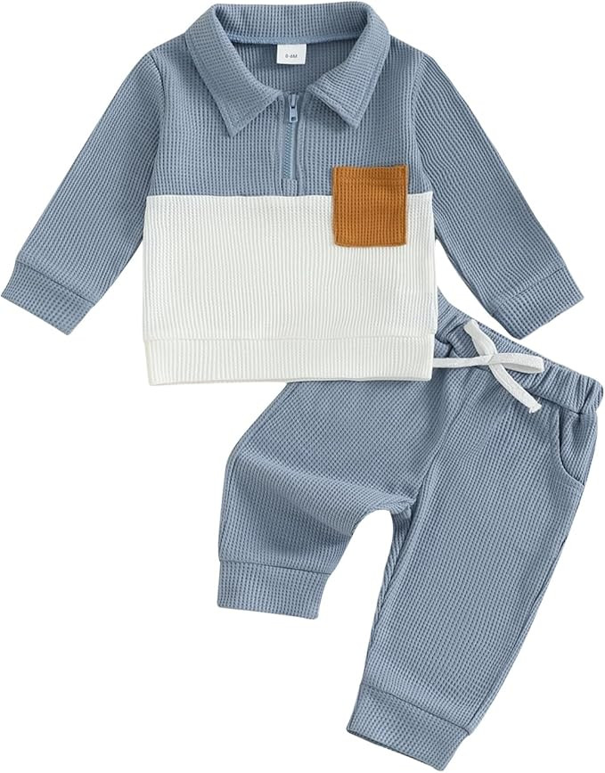 VISGOGO Baby Boy Clothes Toddler Fall Winter Outfit Sweater Toddler Boy Striped Clothes 6 12 18 M... | Amazon (US)