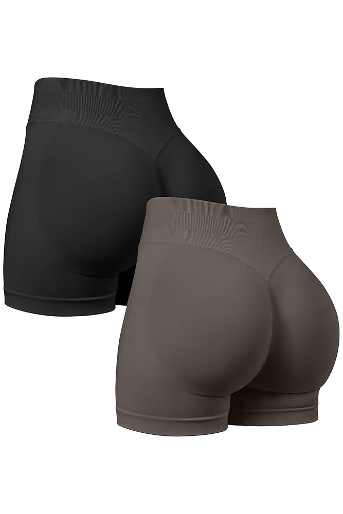 OQQ Women 2 Piece Workout Shorts Butt Lifting High Waist Yoga Athletic Gym Seamless Shorts | Amazon (US)