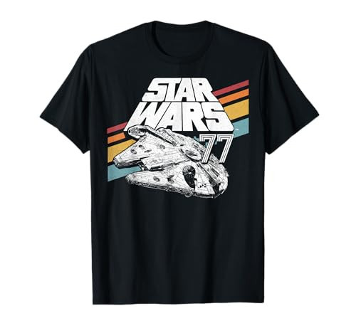 Star Wars Millennium Falcon Retro Rainbow Stripe T-Shirt T-Shirt | Amazon (US)