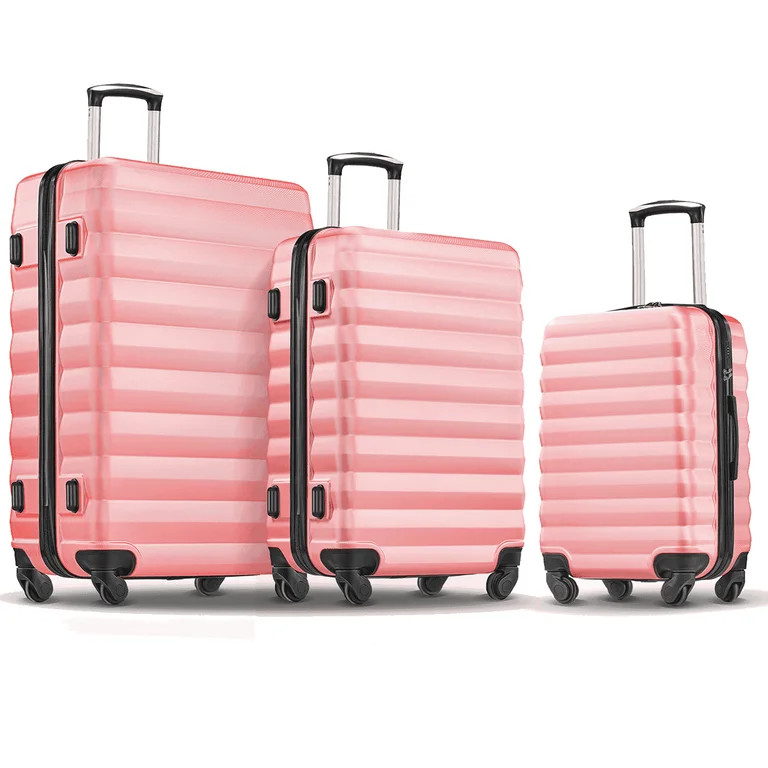 Gowill Adult 3-Piece Luggage Set, Hard Luggage Sets with 20 24 28 Inch Luggage, Pink | Walmart (US)