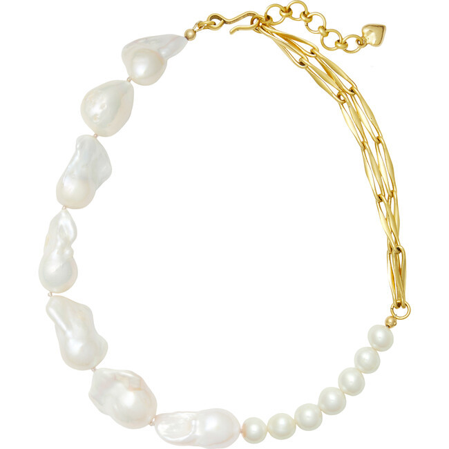 Brinker & Eliza | Women's Piper Pearl And Gold Necklace (White, One Size) | Maisonette | Maisonette
