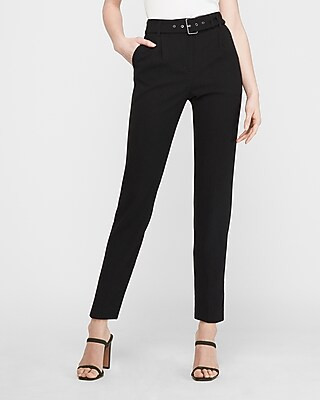 High Waisted Belted Ankle Pant | Express