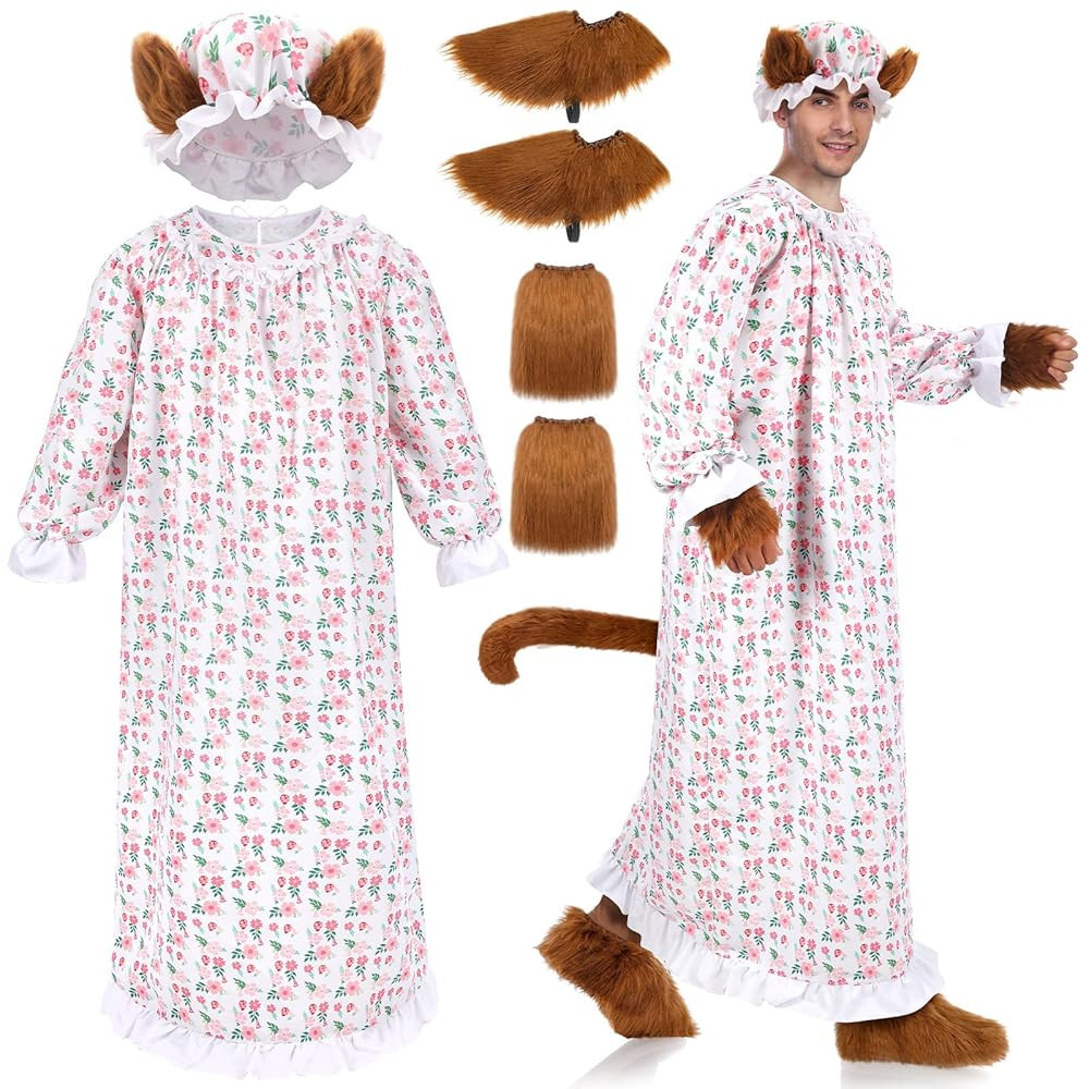 4 Pcs Halloween Granny Wolf Costume Set with Tail Wolf Claws Gloves Shoes Cover and Hat for Adult... | Amazon (US)