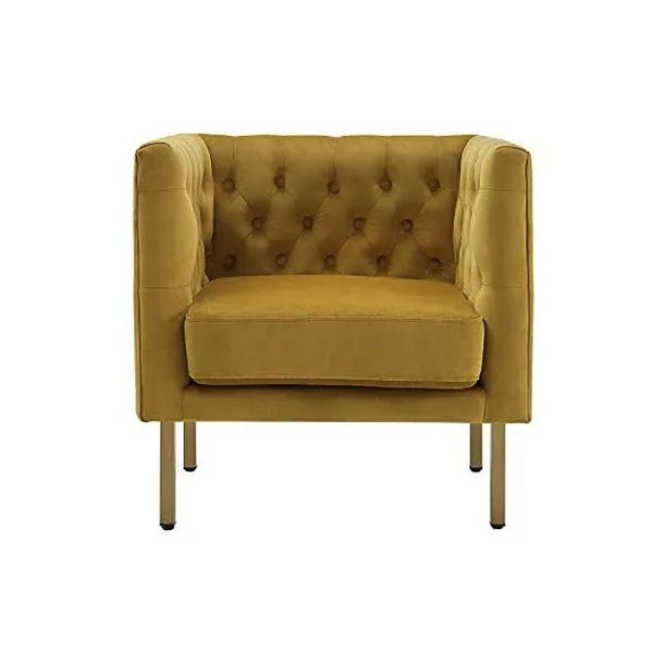 Cui Liu LaVine Tufted Mustard Yellow Velvet Club Chair with Gold Metal Legs, Modern arm Chair for... | Walmart (US)