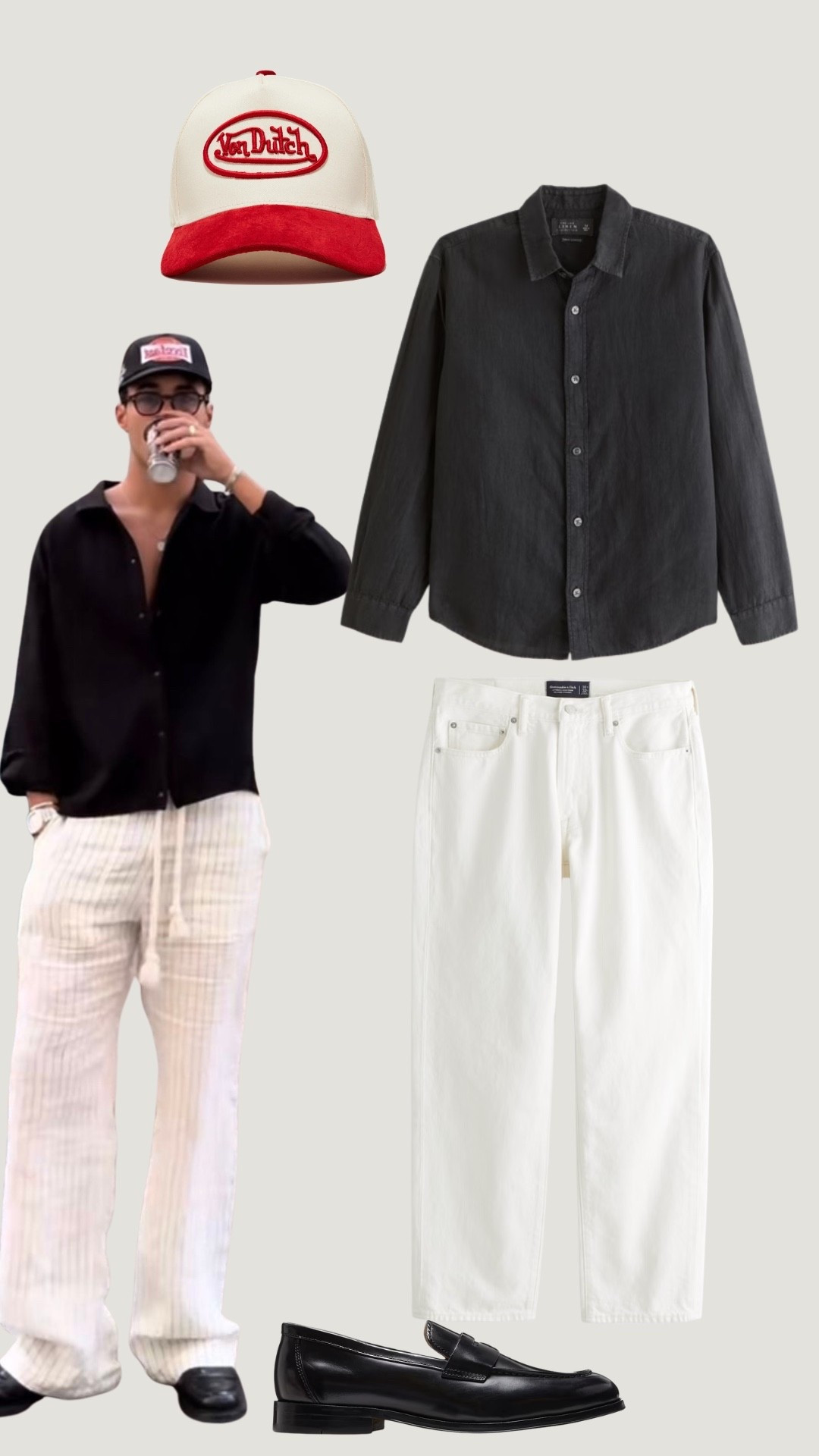 Black linen shirt + white pants might be the best summer night outfit combo for men. Finished it off with loafers and a vintage trucker for that effortless European summer look. #LTKMens #MensFashion #SummerFits #MenswearDaily #LinenStyle #OldMoneyAesthetic #MensStyle #Loafers #SummerNightOutfit #CleanFit #QuietLuxury #WideLegJeans #MensOutfitInspo #MinimalMenswear #FashionInspo

#LTKxAbercrombie #LTKdayinmylife #LTKgrwm