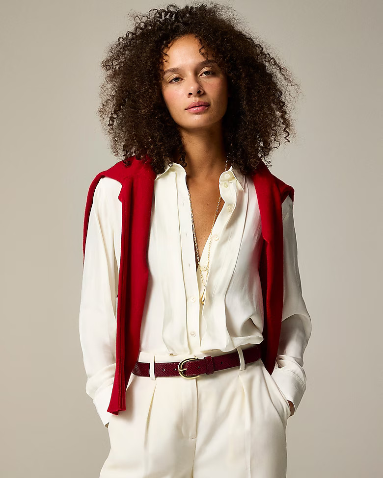 Drapey pleated button-up shirt | J. Crew US