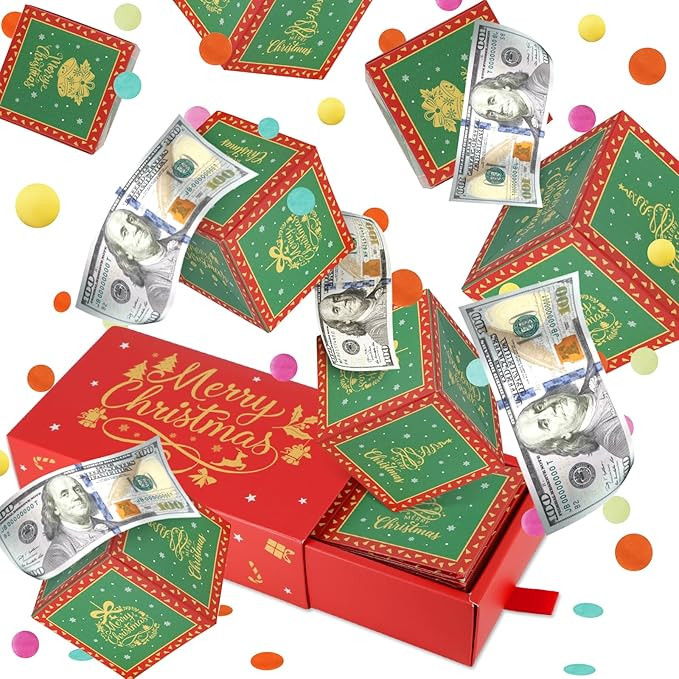 Christmas Surprise Gift Box Explosion for Money - DIY Pop Out Folding Bounce Explosion Gift Box w... | Amazon (US)