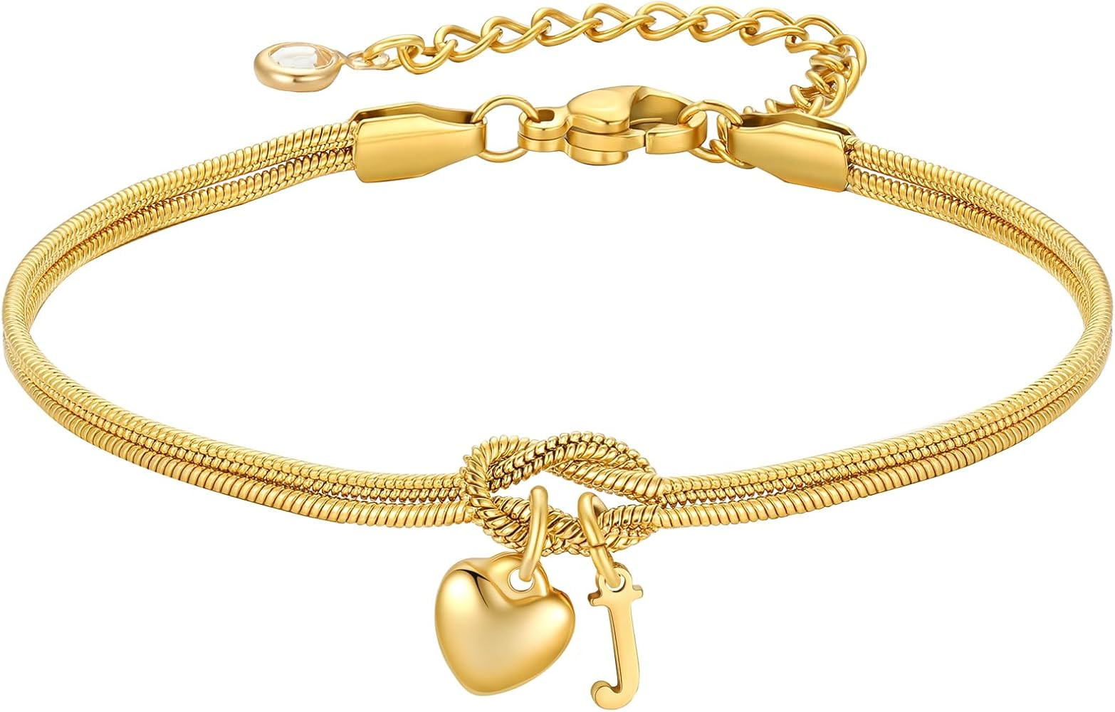 M MOOHAM Initial Knot Bracelets for Women - 18K Gold Plated Initial Knot Bracelets for Women Teen... | Amazon (US)