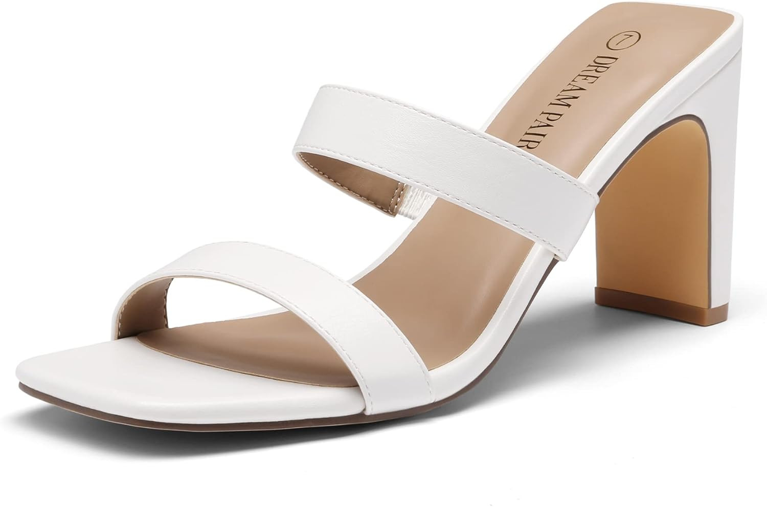 DREAM PAIRS Women's Two Strap Square Open Toe High Block Heels Sandals Strappy Wedding Dress Shoe... | Amazon (US)