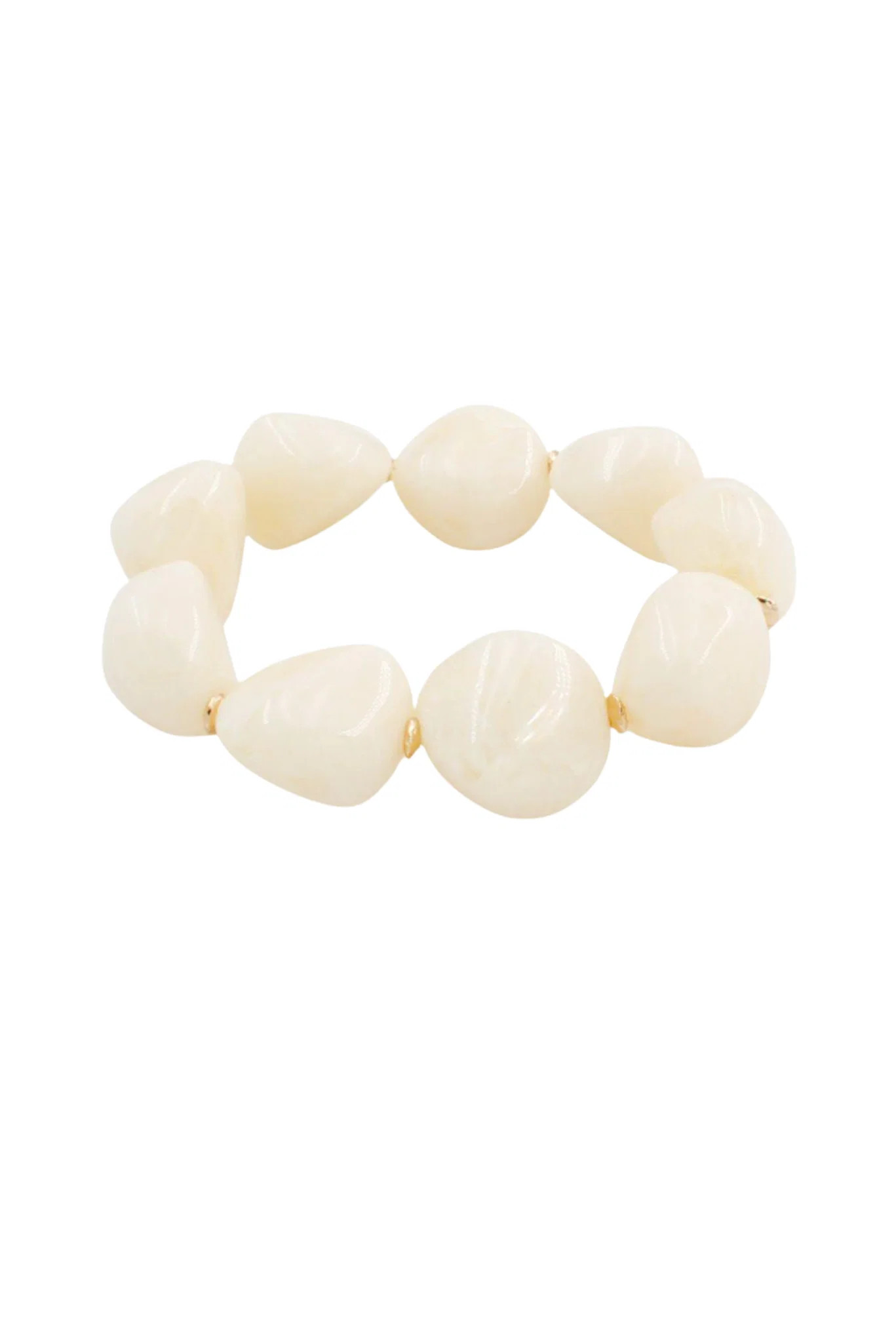 Ivory Chunky Resin Stone Stretch Bracelet | SSYS