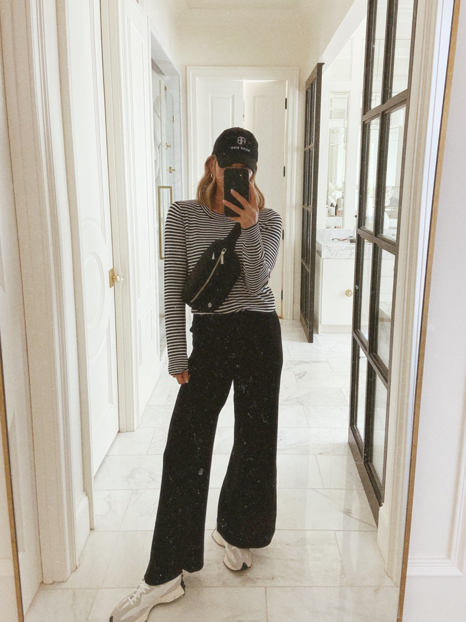 Casual fall fit. I'm wearing size small in my stripe sweater and wide leg sweater pants - which both fit tts. 