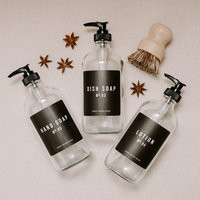 Hand Soap Dish & Lotion Dispensers With Pump | Set Of 3 Clear Glass Jar 16 Oz Refillable Kitchen Bot | Etsy (US)