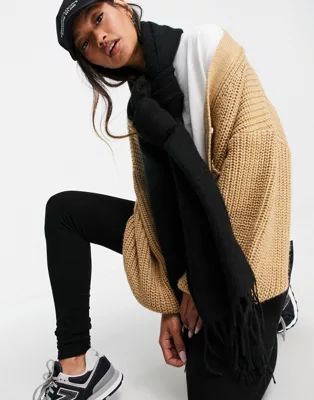 ASOS DESIGN supersoft scarf with tassels in black | ASOS (Global)