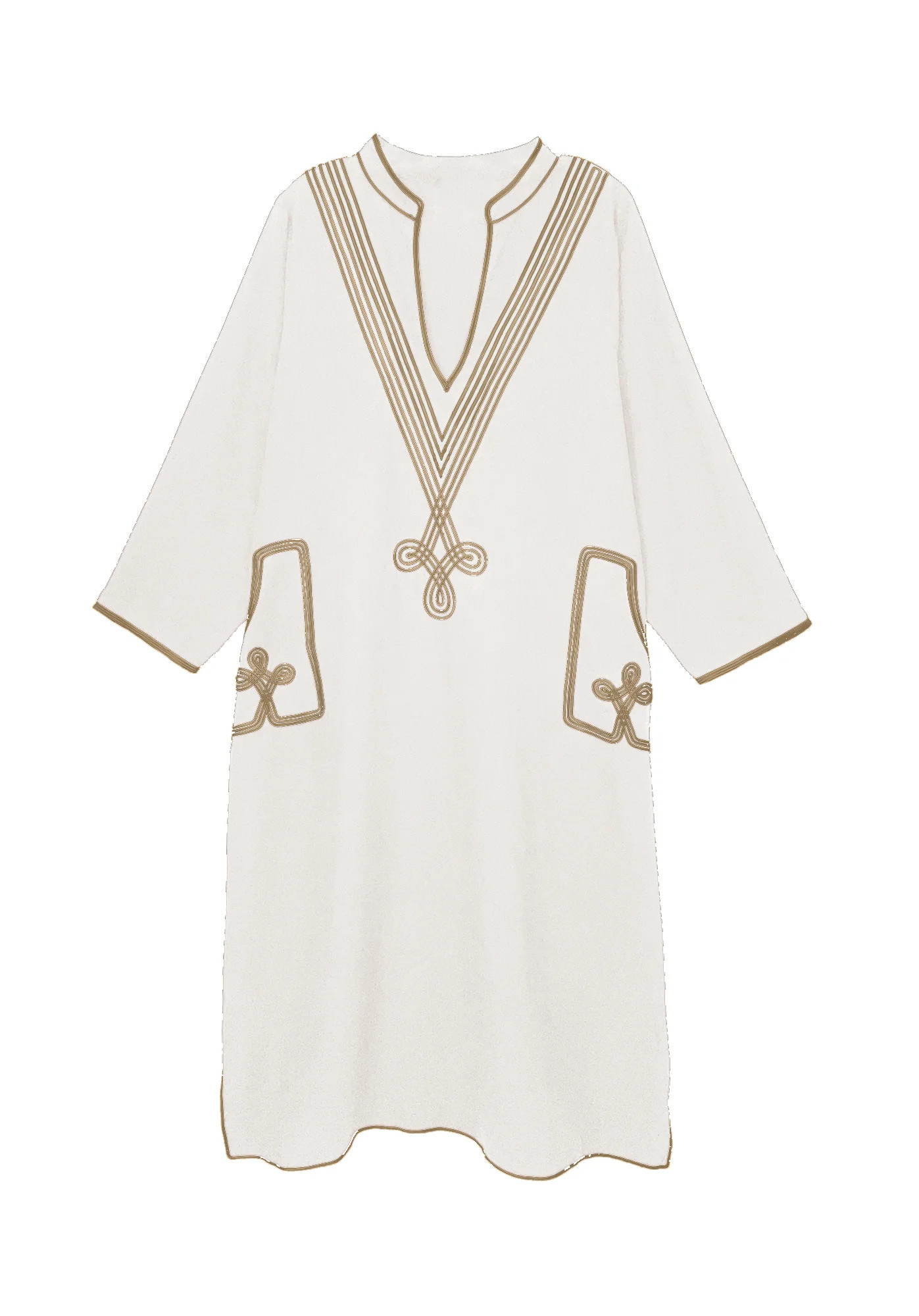 Embroidered Dress in Ivory and Gold - The New Marrakesh | BAACAL Limited, LLC