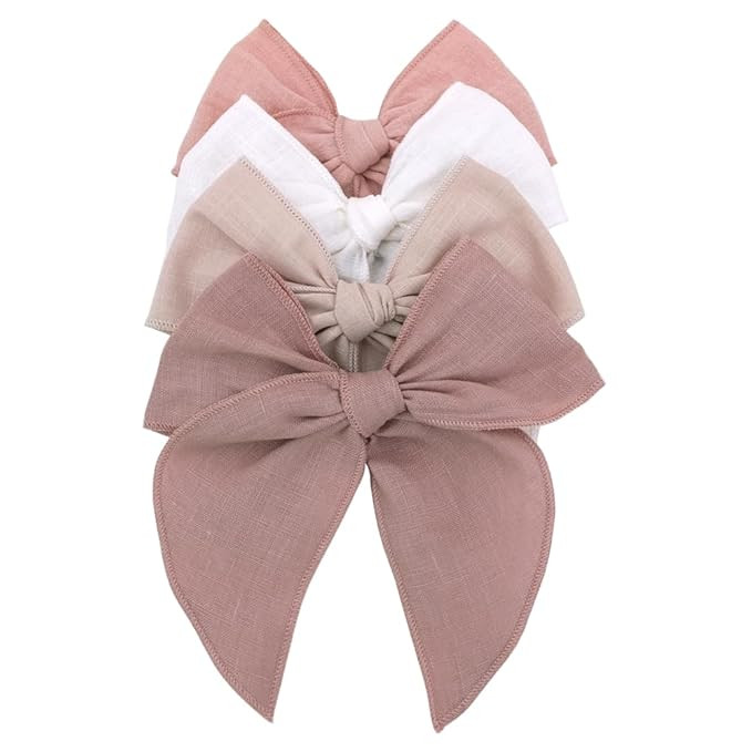 Pack of 4 Gorgeous Fable Bow Hair Clips for Girls Women Linen Hair Bow Alligator Clips Toddler Ba... | Amazon (US)