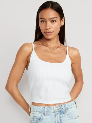 Strappy Rib-Knit Cropped Tank Top for Women | Old Navy (US)