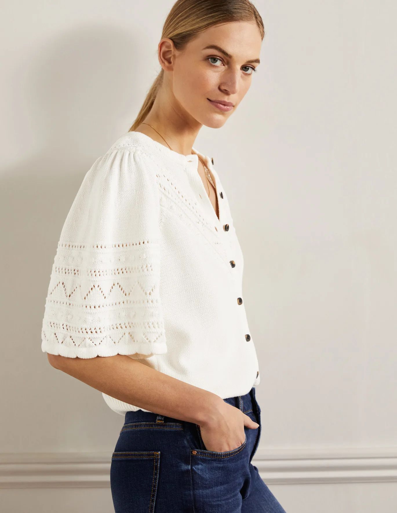 Wide Sleeve Crochet Cardigan | Boden (UK & IE)