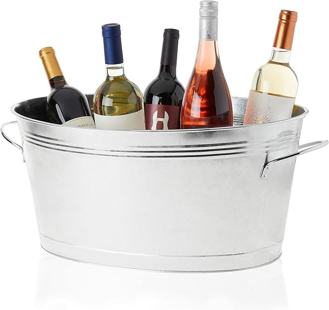 True Galvanized Tub, Large Ice Buckets for Parties, Beverage Cooler for Beer, Wine, Soda, Bottled... | Amazon (US)