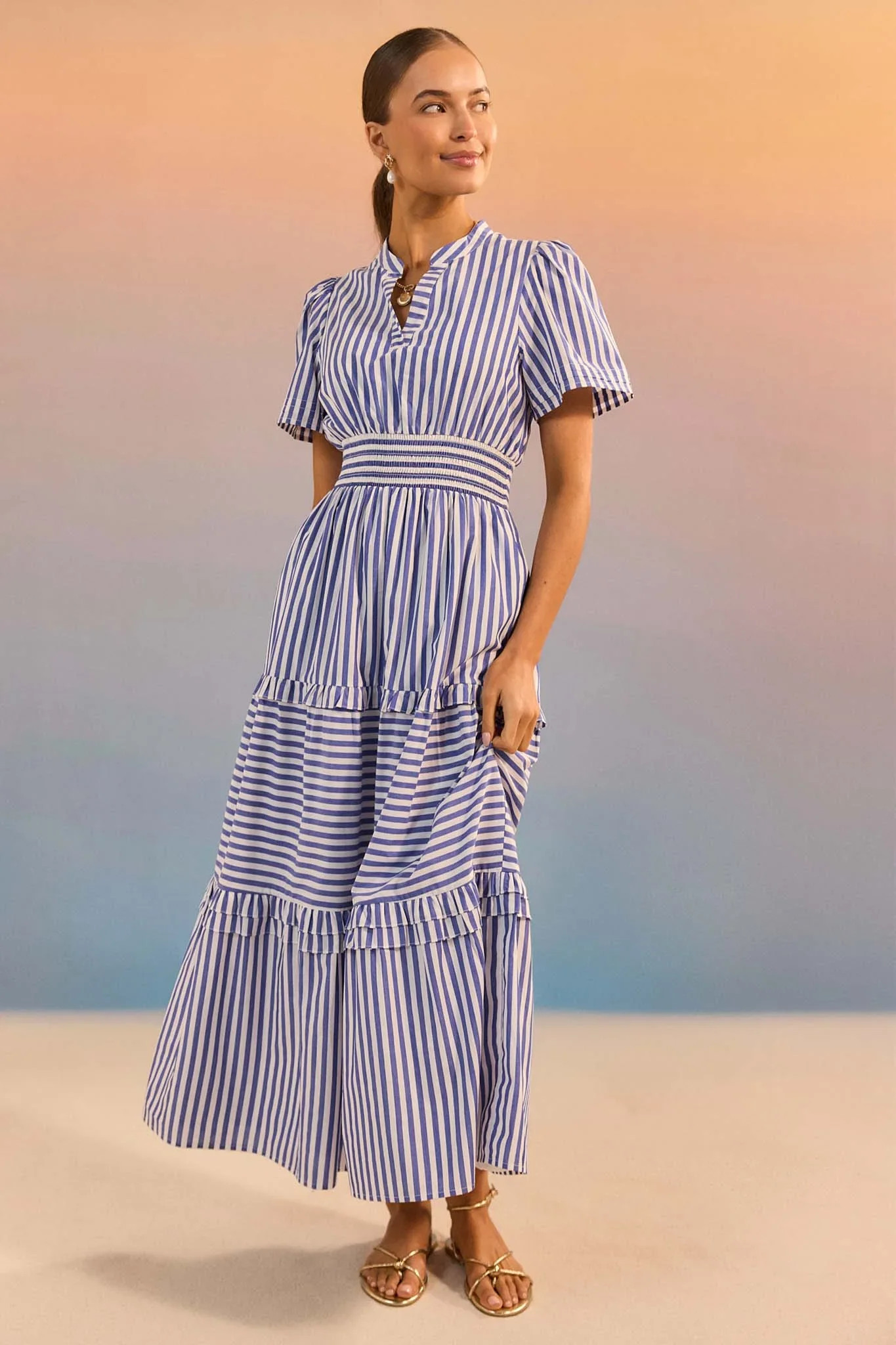 Bella Blue Striped Maxi Dress | Avara