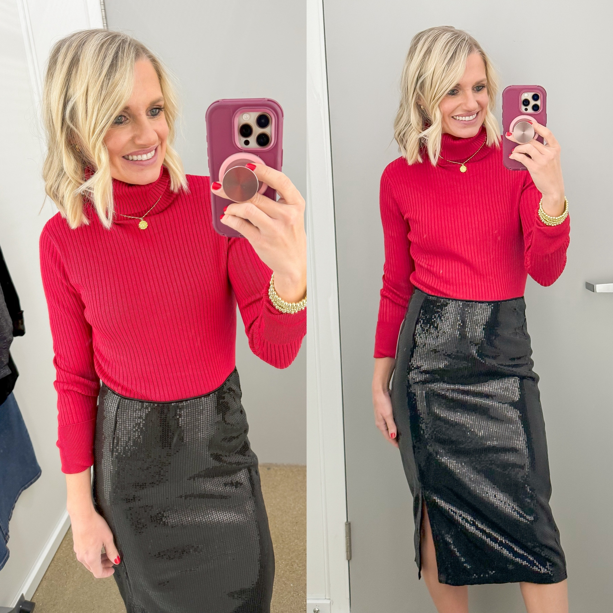 This red turtleneck is so comfortable and pairs great with a sequin skirt! Top- xs || skirt- xs

#LTKHoliday #LTKStyleTip #LTKFindsUnder50